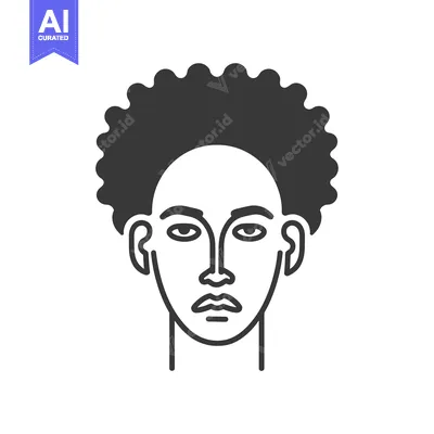 Premium design asset: Line Art Illustration of a Person with Short Curly Hair
