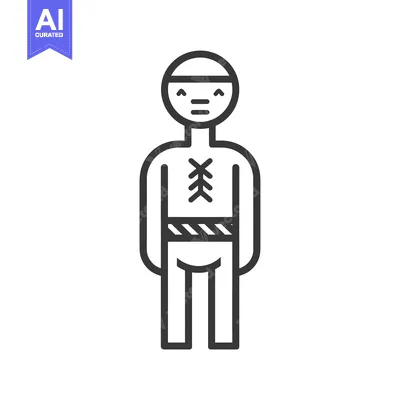 Aset desain premium: Line Art Illustration of a Person with Tribal Markings