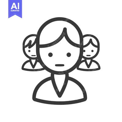 Popular premium asset: Line Art Illustration of a Person with Two Smaller Figures on Either S