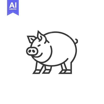 Aset desain premium: Line Art Illustration of a Pig