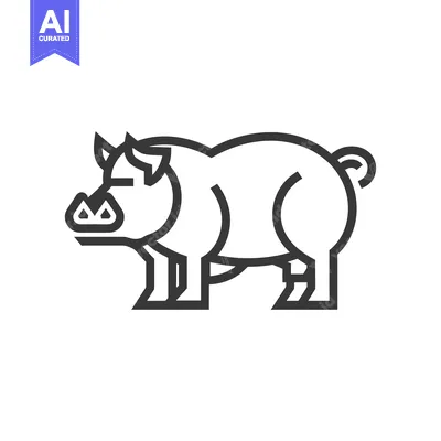 Premium design asset: Line Art Illustration of a Pig
