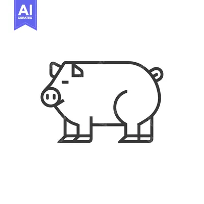 Premium design asset: Line art illustration of a pig
