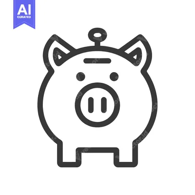 Aset premium populer: Line Art Illustration of a Piggy Bank
