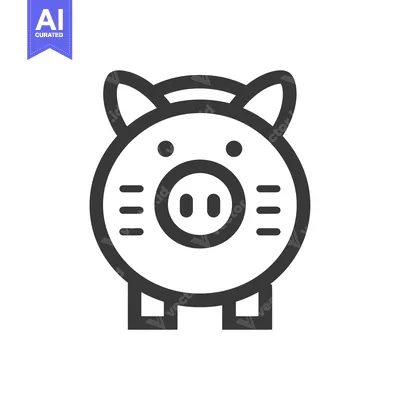Aset desain premium: Line Art Illustration of a Piggy Bank