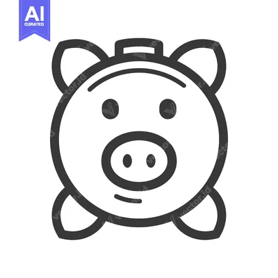 Aset desain premium: Line Art Illustration of a Piggy Bank