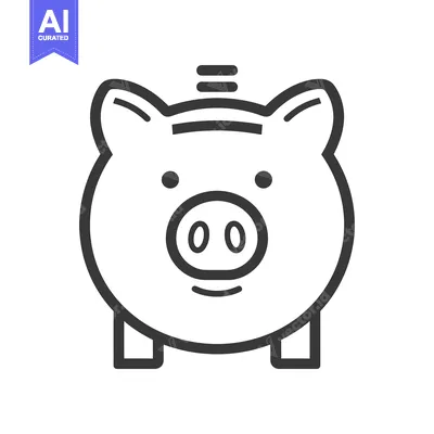 Premium design asset: Line art illustration of a piggy bank with a coin slot