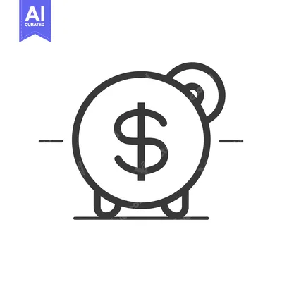 Line art illustration of a piggy bank with a dollar sign