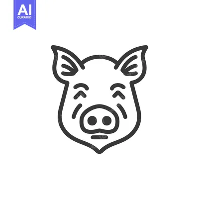Aset desain premium: Line Art Illustration of a Pig's Face