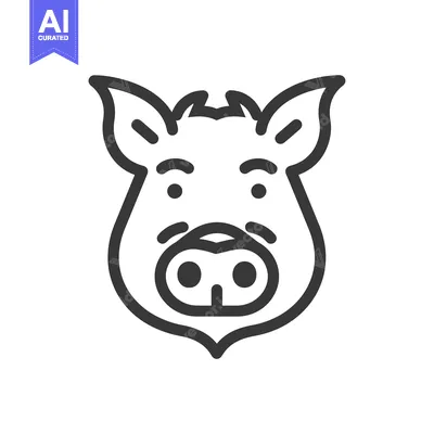 Aset premium populer: Line Art Illustration of a Pig's Face