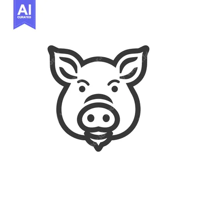 Aset desain premium: Line Art Illustration of a Pig's Face