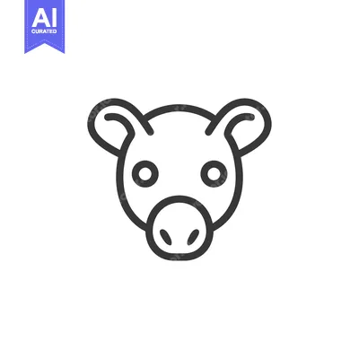 Aset desain premium: Line art illustration of a pig's head