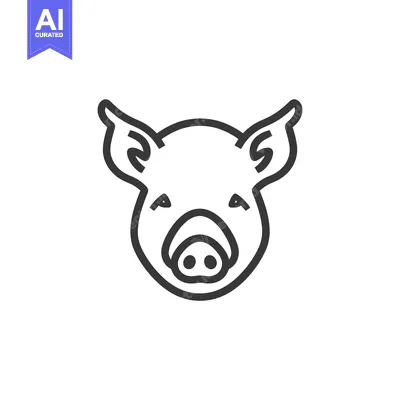 Aset desain premium: Line art illustration of a pig's head