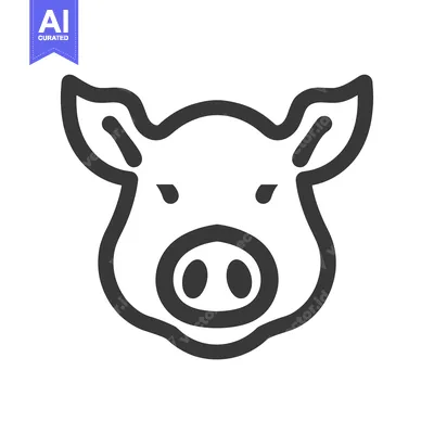 Aset desain premium: Line art illustration of a pig's head