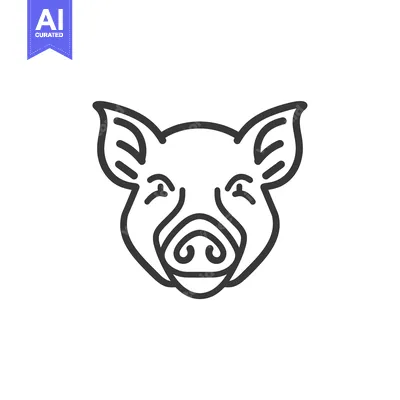 Line Art Illustration of a Pig's Head