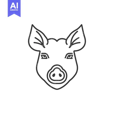 Aset premium populer: Line art illustration of a pig's head