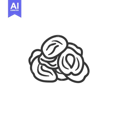 Premium design asset: Line Art Illustration of a Pile of Dried Apricots