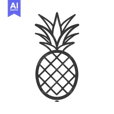 Popular premium asset: Line art illustration of a pineapple with a white background