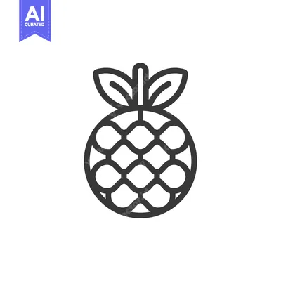 Aset desain premium: Line art illustration of a pineapple with leaves