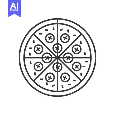 Aset premium populer: Line Art Illustration of a Pizza with Toppings