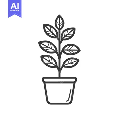 Aset premium populer: Line Art Illustration of a Plant in a Pot