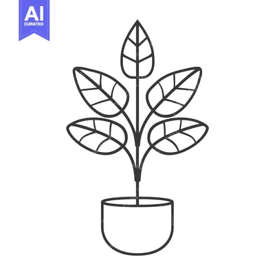 Popular premium asset: Line Art Illustration of a Plant in a Pot