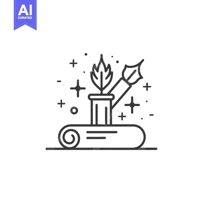 Premium design asset: Line Art Illustration of a Plant in a Pot on a Rolled-Up Mat