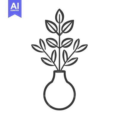 Aset premium populer: Line Art Illustration of a Plant in a Vase