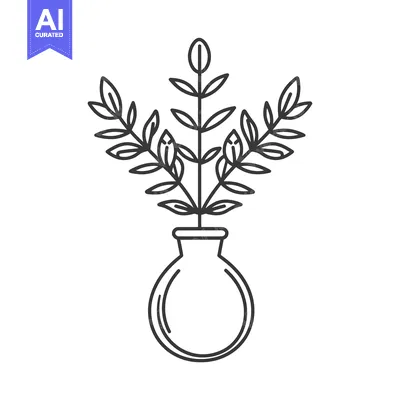 Aset premium populer: Line Art Illustration of a Plant in a Vase