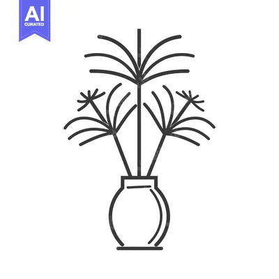 Popular premium asset: Line Art Illustration of a Plant in a Vase