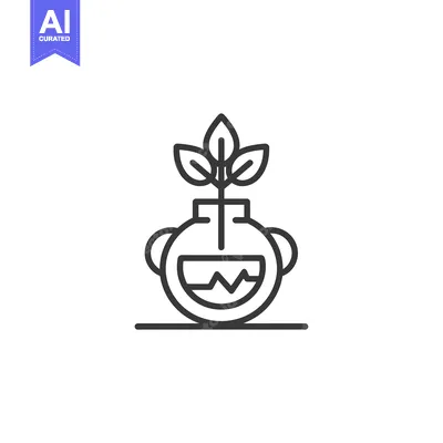 Line Art Illustration of a Plant Sprouting from a Pot