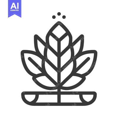 Aset desain premium: Line Art Illustration of a Plant Sprouting from Soil