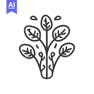 Aset desain premium: Line Art Illustration of a Plant with Five Leaves and a Single Stem