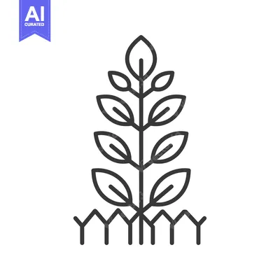 Premium design asset: Line Art Illustration of a Plant with Multiple Leaves and Stem