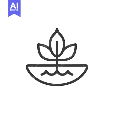 Aset desain premium: Line art illustration of a plant with roots emerging from soil