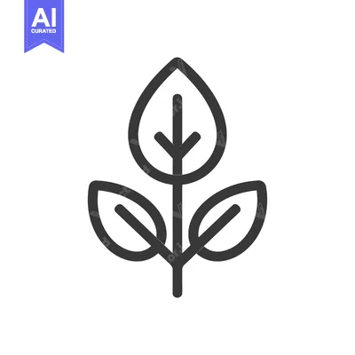 Premium design asset: Line Art Illustration of a Plant with Three Leaves