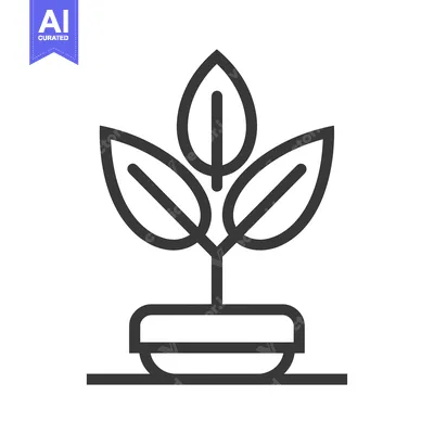 Popular premium asset: Line Art Illustration of a Plant with Three Leaves in a Pot
