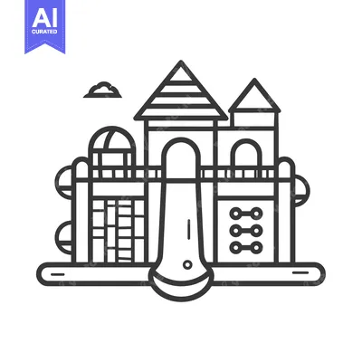 Aset desain premium: Line Art Illustration of a Playground Structure