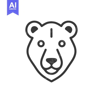 Premium design asset: Line art illustration of a polar bear's face