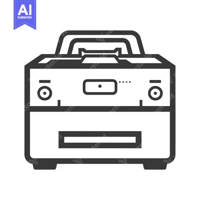Popular premium asset: Line art illustration of a portable power bank with a handle