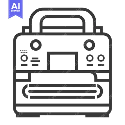 Aset desain premium: Line art illustration of a portable printer