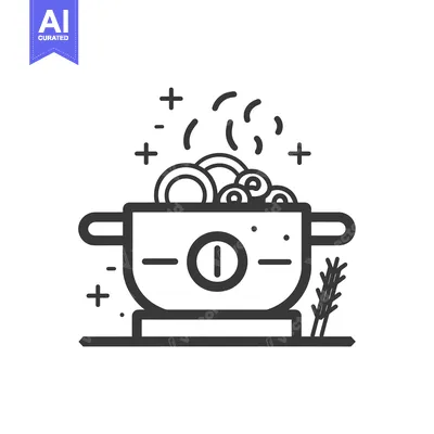 Aset premium populer: Line Art Illustration of a Pot of Boiling Noodles