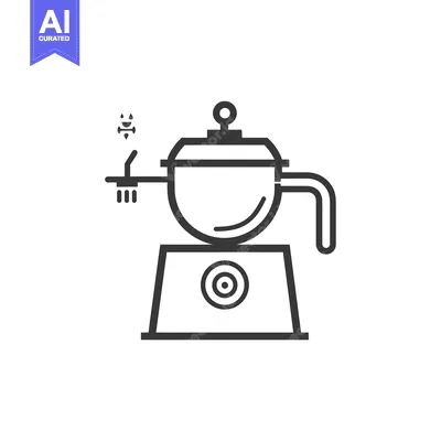 Aset premium populer: Line art illustration of a pot on a stovetop
