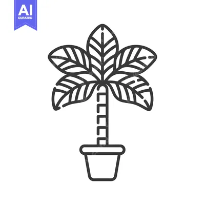 Aset desain premium: Line Art Illustration of a Potted Palm Tree