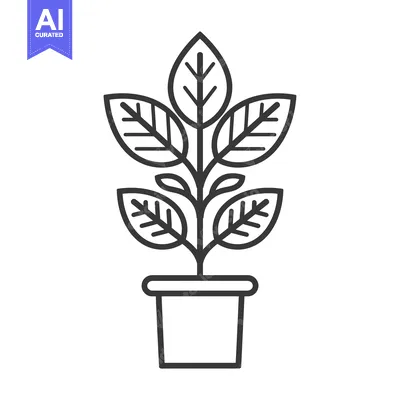 Aset premium populer: Line art illustration of a potted plant with five leaves