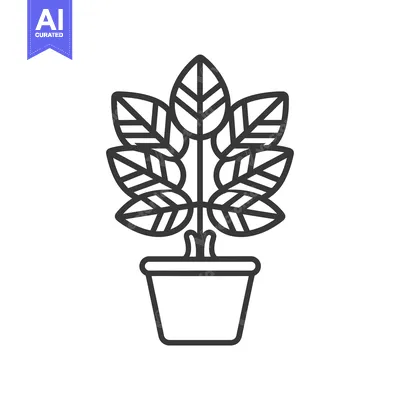 Aset premium populer: Line art illustration of a potted plant with four leaves