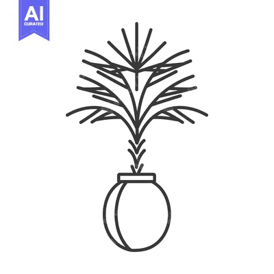 Aset premium populer: Line art illustration of a potted plant with thin leaves