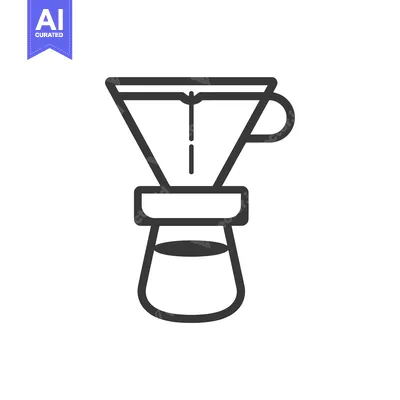 Popular premium asset: Line art illustration of a pour-over coffee maker