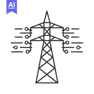 Aset premium populer: Line Art Illustration of a Power Transmission Tower