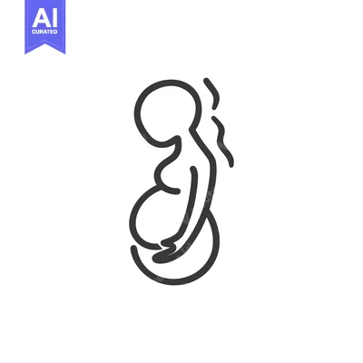 Premium design asset: Line art illustration of a pregnant woman