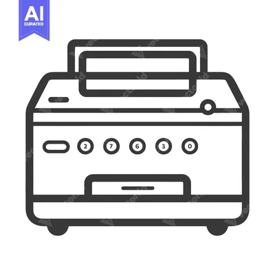 Aset desain premium: Line Art Illustration of a Printer with a Paper Tray
